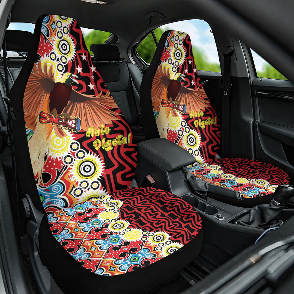 Papua New Guinea Pidgin Language Week Car Seat Cover Halo Olgeta Tok Pisin Wik Bird Of Paradise Oro Batik LT22 One Size Red - Polynesian Pride