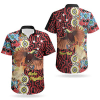 Personalised Papua New Guinea Pidgin Language Week Couples Matching Off Shoulder Maxi Dress and Hawaiian Shirt Halo Olgeta Tok Pisin Wik Bird Of Paradise Oro Batik LT22 - Polynesian Pride