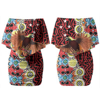 Personalised Papua New Guinea Pidgin Language Week Couples Matching Off Shoulder Short Dress and Long Sleeve Button Shirt Halo Olgeta Tok Pisin Wik Bird Of Paradise Oro Batik LT22 - Polynesian Pride