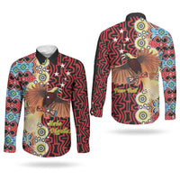 Personalised Papua New Guinea Pidgin Language Week Couples Matching Summer Maxi Dress and Long Sleeve Button Shirt Halo Olgeta Tok Pisin Wik Bird Of Paradise Oro Batik LT22 - Polynesian Pride