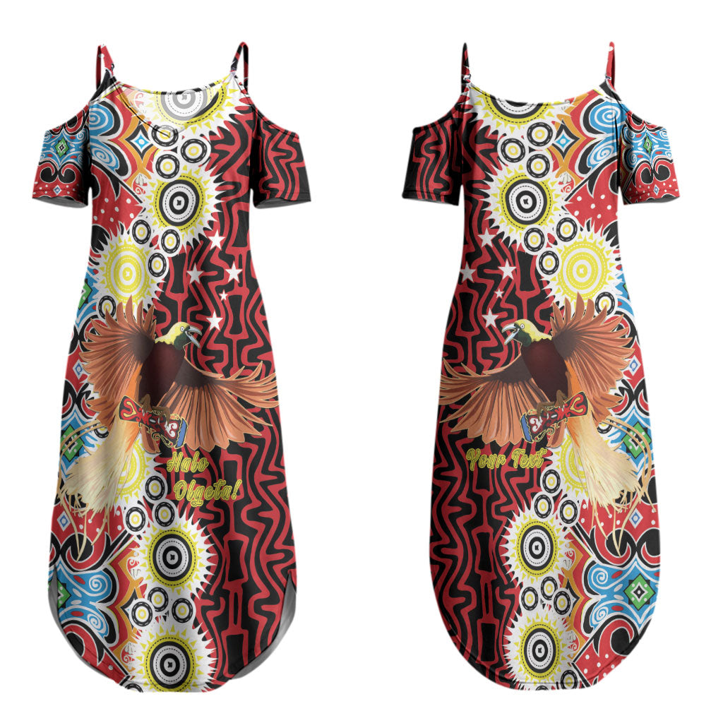 Personalised Papua New Guinea Pidgin Language Week Couples Matching Summer Maxi Dress and Long Sleeve Button Shirt Halo Olgeta Tok Pisin Wik Bird Of Paradise Oro Batik LT22 - Polynesian Pride