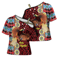 Personalised Papua New Guinea Pidgin Language Week Cross Shoulder Shirt Halo Olgeta Tok Pisin Wik Bird Of Paradise Oro Batik LT22 - Polynesian Pride