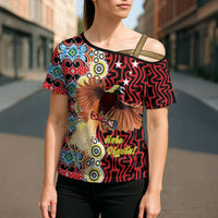 Personalised Papua New Guinea Pidgin Language Week Cross Shoulder Shirt Halo Olgeta Tok Pisin Wik Bird Of Paradise Oro Batik LT22 - Polynesian Pride