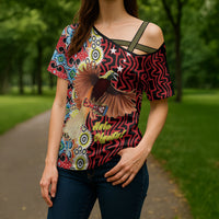 Personalised Papua New Guinea Pidgin Language Week Cross Shoulder Shirt Halo Olgeta Tok Pisin Wik Bird Of Paradise Oro Batik LT22 - Polynesian Pride