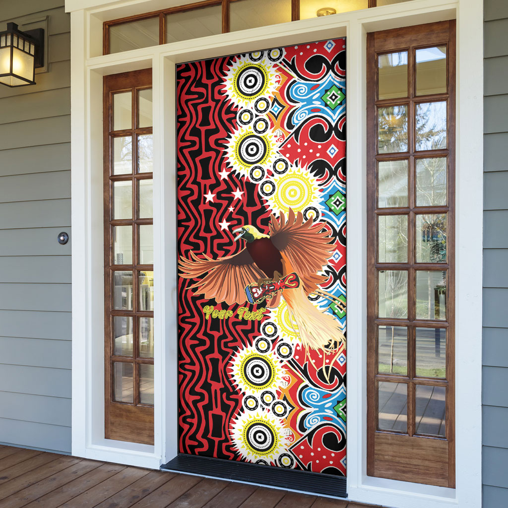 Personalised Papua New Guinea Pidgin Language Week Door Cover Halo Olgeta Tok Pisin Wik Bird Of Paradise Oro Batik LT22 - Polynesian Pride