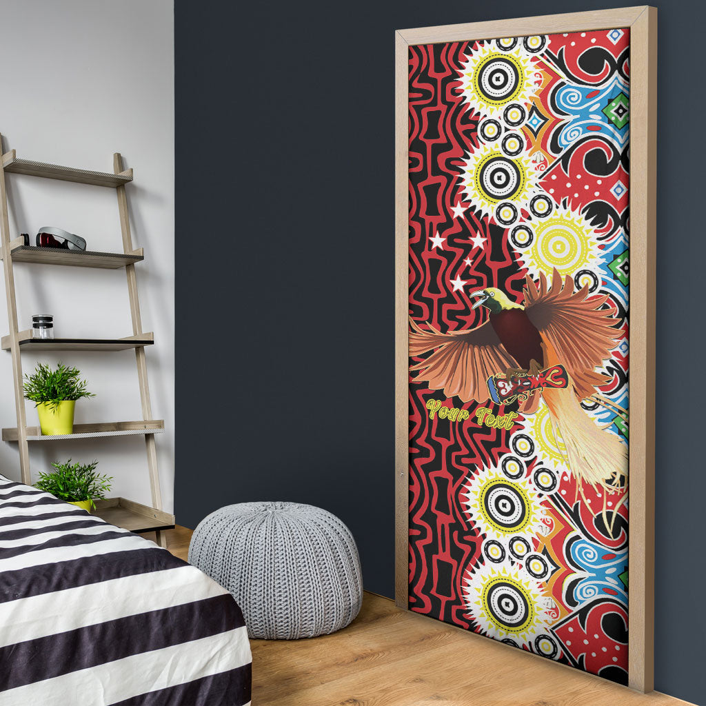 Personalised Papua New Guinea Pidgin Language Week Door Cover Halo Olgeta Tok Pisin Wik Bird Of Paradise Oro Batik LT22 - Polynesian Pride