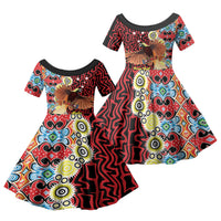 Personalised Papua New Guinea Pidgin Language Week Family Matching Long Sleeve Bodycon Dress and Hawaiian Shirt Halo Olgeta Tok Pisin Wik Bird Of Paradise Oro Batik LT22 Daughter's Dress Red - Polynesian Pride