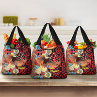 Papua New Guinea Pidgin Language Week Grocery Bag Halo Olgeta Tok Pisin Wik Bird Of Paradise Oro Batik LT22 3-pack One Size Red - Polynesian Pride