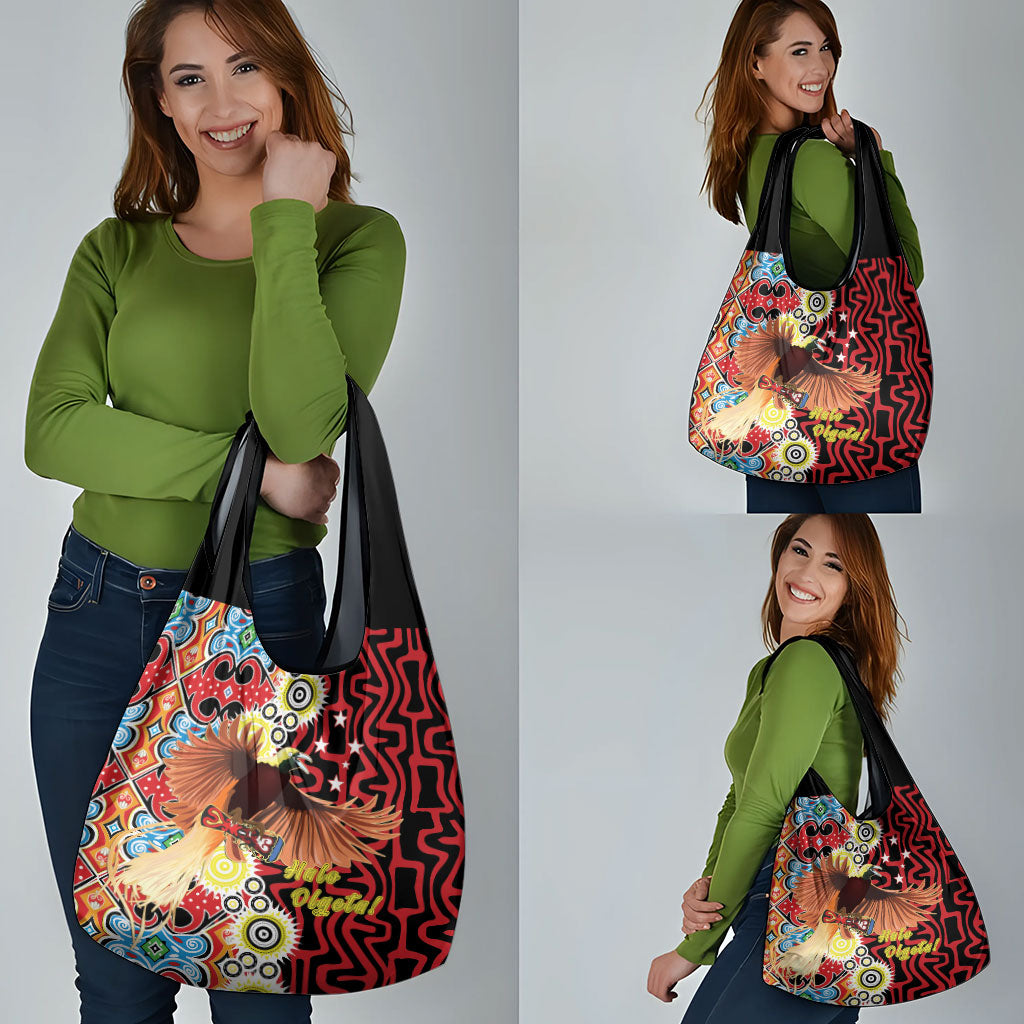 Papua New Guinea Pidgin Language Week Grocery Bag Halo Olgeta Tok Pisin Wik Bird Of Paradise Oro Batik LT22 - Polynesian Pride