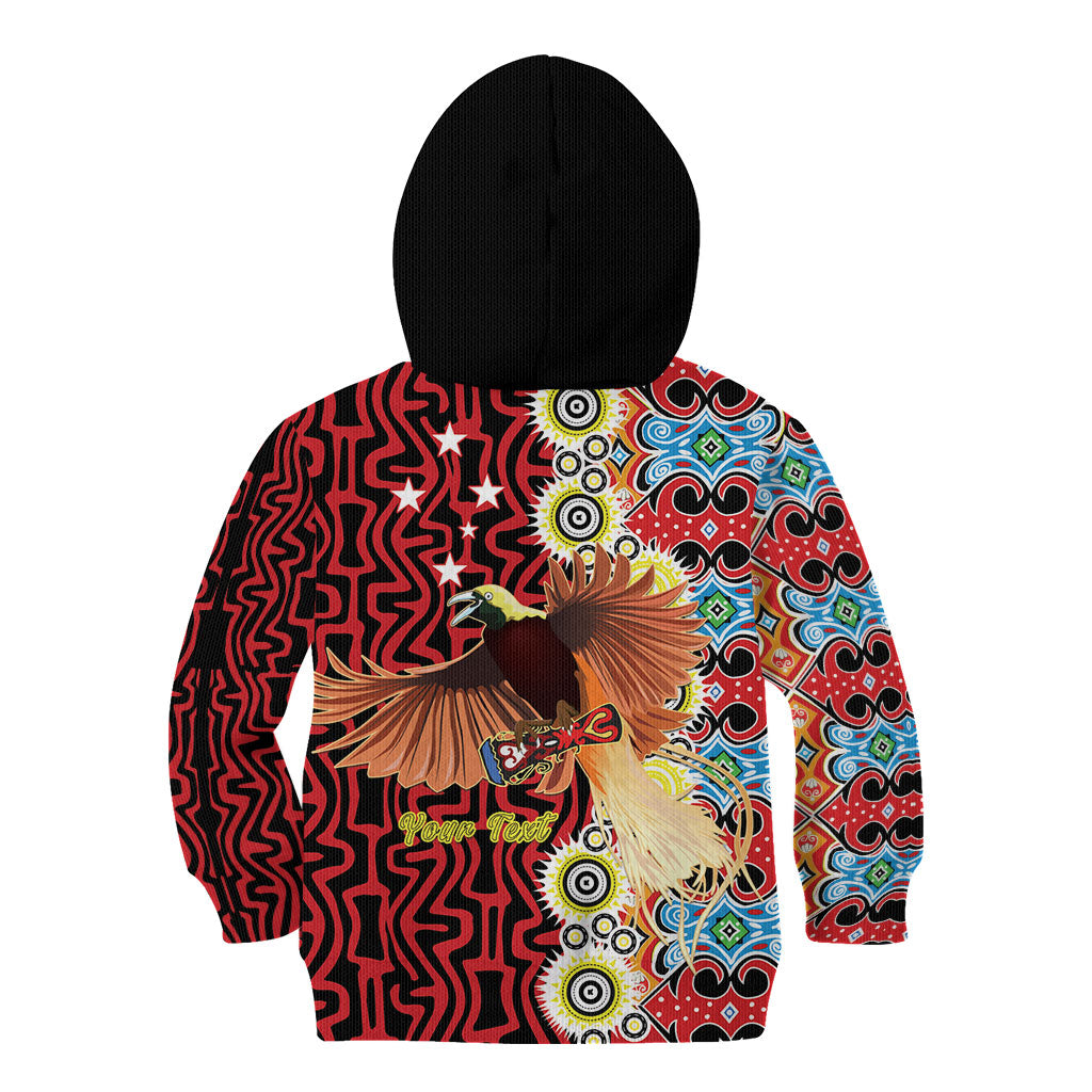Personalised Papua New Guinea Pidgin Language Week Kid Hoodie Halo Olgeta Tok Pisin Wik Bird Of Paradise Oro Batik LT22 - Polynesian Pride