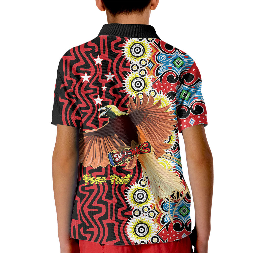 Personalised Papua New Guinea Pidgin Language Week Kid Polo Shirt Halo Olgeta Tok Pisin Wik Bird Of Paradise Oro Batik LT22 - Polynesian Pride