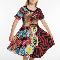 Personalised Papua New Guinea Pidgin Language Week Kid Short Sleeve Dress Halo Olgeta Tok Pisin Wik Bird Of Paradise Oro Batik LT22 - Polynesian Pride