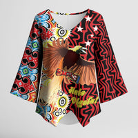 Personalised Papua New Guinea Pidgin Language Week Kimono Sleeve Blouse Halo Olgeta Tok Pisin Wik Bird Of Paradise Oro Batik LT22 Female Red - Polynesian Pride