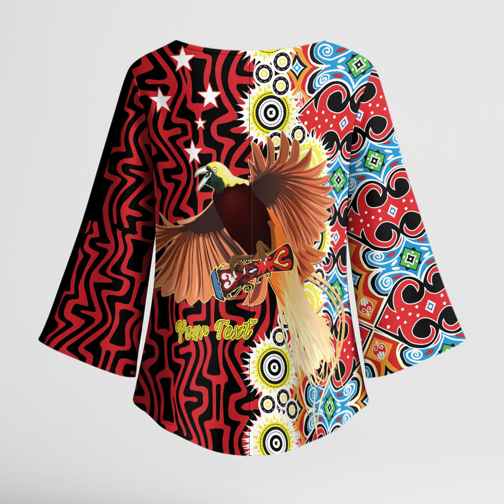 Personalised Papua New Guinea Pidgin Language Week Kimono Sleeve Blouse Halo Olgeta Tok Pisin Wik Bird Of Paradise Oro Batik LT22 - Polynesian Pride