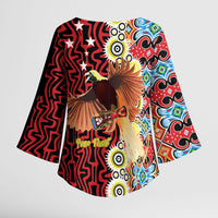 Personalised Papua New Guinea Pidgin Language Week Kimono Sleeve Blouse Halo Olgeta Tok Pisin Wik Bird Of Paradise Oro Batik LT22 - Polynesian Pride