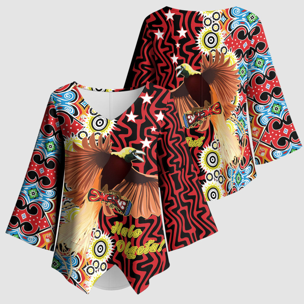 Personalised Papua New Guinea Pidgin Language Week Kimono Sleeve Blouse Halo Olgeta Tok Pisin Wik Bird Of Paradise Oro Batik LT22 - Polynesian Pride