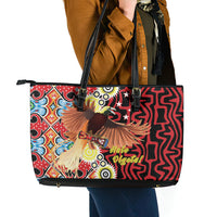 Papua New Guinea Pidgin Language Week Leather Tote Bag Halo Olgeta Tok Pisin Wik Bird Of Paradise Oro Batik LT22 - Polynesian Pride