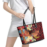 Papua New Guinea Pidgin Language Week Leather Tote Bag Halo Olgeta Tok Pisin Wik Bird Of Paradise Oro Batik LT22 - Polynesian Pride