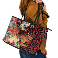 Papua New Guinea Pidgin Language Week Leather Tote Bag Halo Olgeta Tok Pisin Wik Bird Of Paradise Oro Batik LT22 - Polynesian Pride