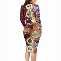 Personalised Papua New Guinea Pidgin Language Week Long Sleeve Bodycon Dress Halo Olgeta Tok Pisin Wik Bird Of Paradise Oro Batik LT22 - Polynesian Pride
