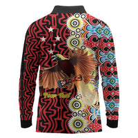 Personalised Papua New Guinea Pidgin Language Week Long Sleeve Polo Shirt Halo Olgeta Tok Pisin Wik Bird Of Paradise Oro Batik LT22 - Polynesian Pride