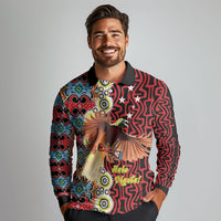 Personalised Papua New Guinea Pidgin Language Week Long Sleeve Polo Shirt Halo Olgeta Tok Pisin Wik Bird Of Paradise Oro Batik LT22 - Polynesian Pride