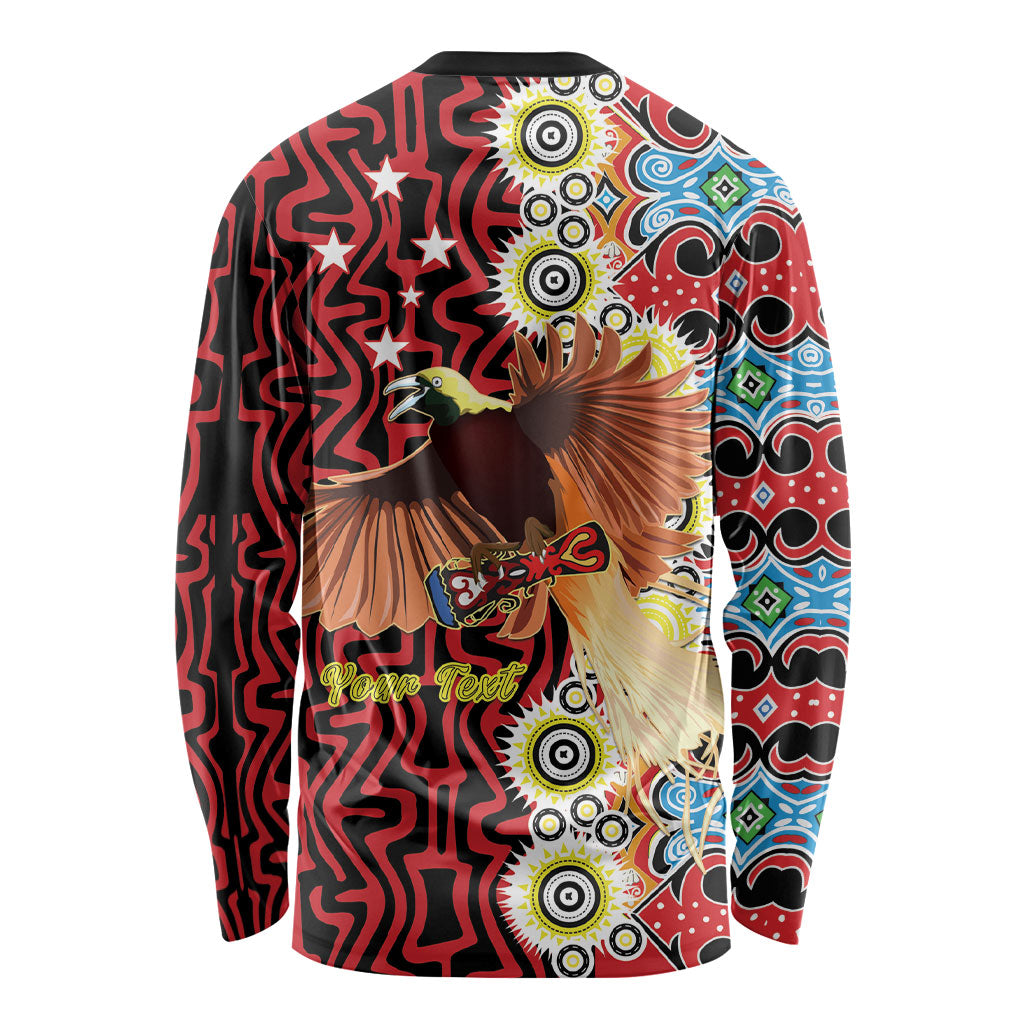 Personalised Papua New Guinea Pidgin Language Week Long Sleeve Shirt Halo Olgeta Tok Pisin Wik Bird Of Paradise Oro Batik LT22 - Polynesian Pride