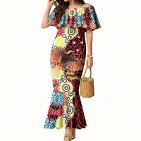 Personalised Papua New Guinea Pidgin Language Week Mermaid Dress Halo Olgeta Tok Pisin Wik Bird Of Paradise Oro Batik LT22 Women Red - Polynesian Pride