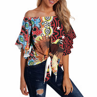Personalised Papua New Guinea Pidgin Language Week Off Shoulder Wrap Waist Top Halo Olgeta Tok Pisin Wik Bird Of Paradise Oro Batik LT22 Red - Polynesian Pride
