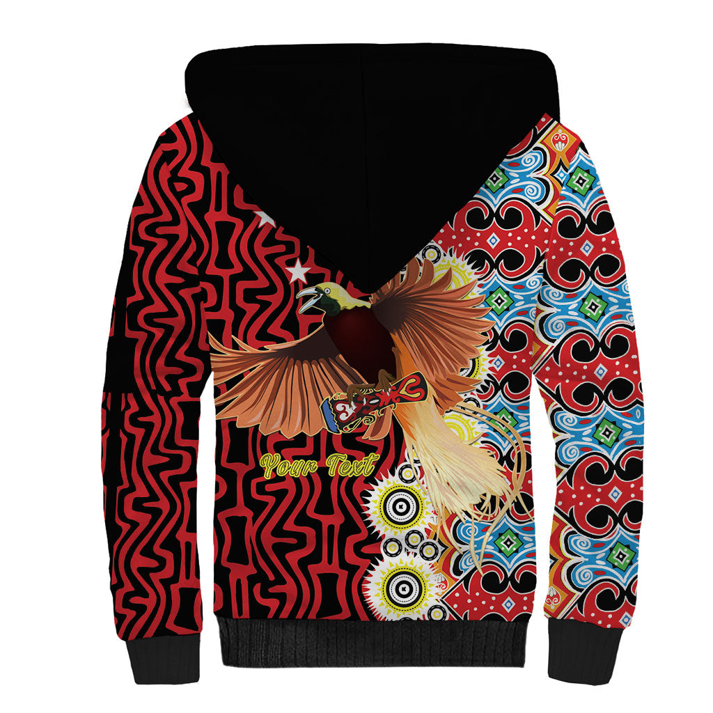 Personalised Papua New Guinea Pidgin Language Week Sherpa Hoodie Halo Olgeta Tok Pisin Wik Bird Of Paradise Oro Batik LT22 - Polynesian Pride