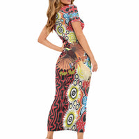 Personalised Papua New Guinea Pidgin Language Week Short Sleeve Bodycon Dress Halo Olgeta Tok Pisin Wik Bird Of Paradise Oro Batik LT22 - Polynesian Pride