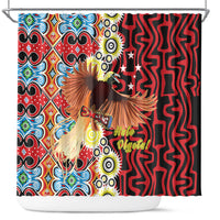 Papua New Guinea Pidgin Language Week Shower Curtain Halo Olgeta Tok Pisin Wik Bird Of Paradise Oro Batik LT22 Red - Polynesian Pride