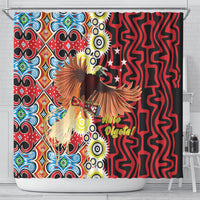 Papua New Guinea Pidgin Language Week Shower Curtain Halo Olgeta Tok Pisin Wik Bird Of Paradise Oro Batik LT22 - Polynesian Pride