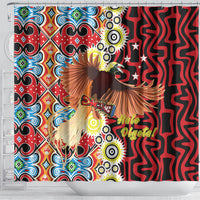 Papua New Guinea Pidgin Language Week Shower Curtain Halo Olgeta Tok Pisin Wik Bird Of Paradise Oro Batik LT22 - Polynesian Pride