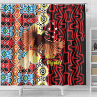 Papua New Guinea Pidgin Language Week Shower Curtain Halo Olgeta Tok Pisin Wik Bird Of Paradise Oro Batik LT22 - Polynesian Pride