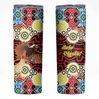 Papua New Guinea Pidgin Language Week Skinny Tumbler Halo Olgeta Tok Pisin Wik Bird Of Paradise Oro Batik LT22 Red - Polynesian Pride