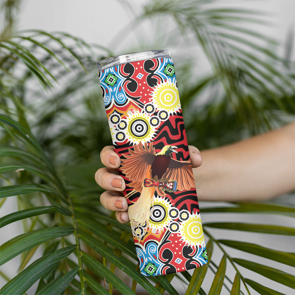 Papua New Guinea Pidgin Language Week Skinny Tumbler Halo Olgeta Tok Pisin Wik Bird Of Paradise Oro Batik LT22 - Polynesian Pride