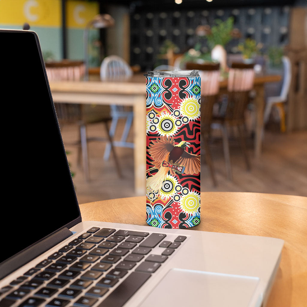 Papua New Guinea Pidgin Language Week Skinny Tumbler Halo Olgeta Tok Pisin Wik Bird Of Paradise Oro Batik LT22 - Polynesian Pride