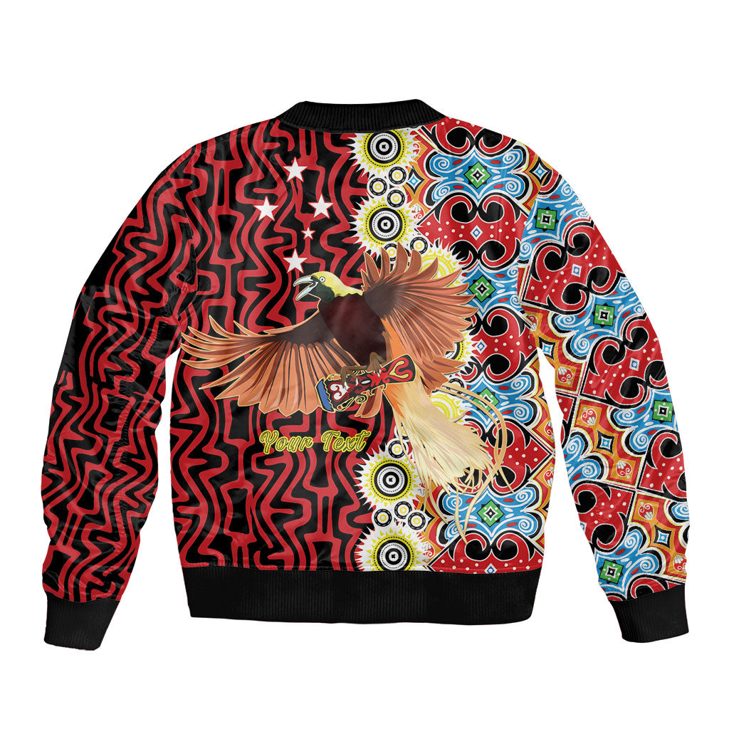 Personalised Papua New Guinea Pidgin Language Week Sleeve Zip Bomber Jacket Halo Olgeta Tok Pisin Wik Bird Of Paradise Oro Batik LT22 - Polynesian Pride