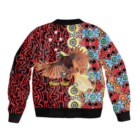 Personalised Papua New Guinea Pidgin Language Week Sleeve Zip Bomber Jacket Halo Olgeta Tok Pisin Wik Bird Of Paradise Oro Batik LT22 - Polynesian Pride
