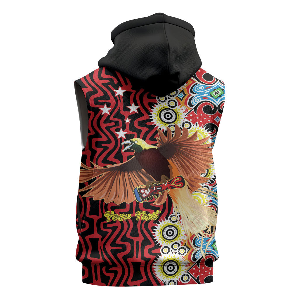 Personalised Papua New Guinea Pidgin Language Week Sleeveless Hoodie Halo Olgeta Tok Pisin Wik Bird Of Paradise Oro Batik LT22 - Polynesian Pride