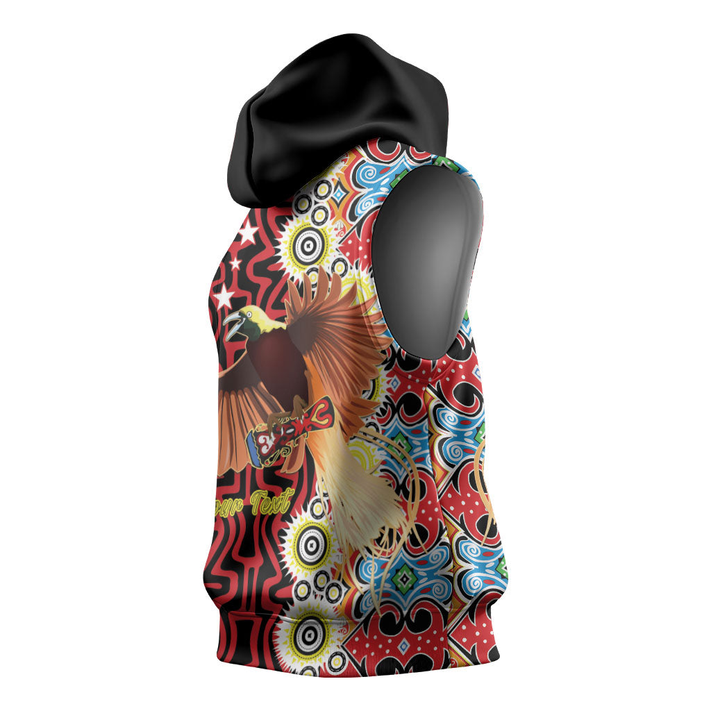 Personalised Papua New Guinea Pidgin Language Week Sleeveless Hoodie Halo Olgeta Tok Pisin Wik Bird Of Paradise Oro Batik LT22 - Polynesian Pride