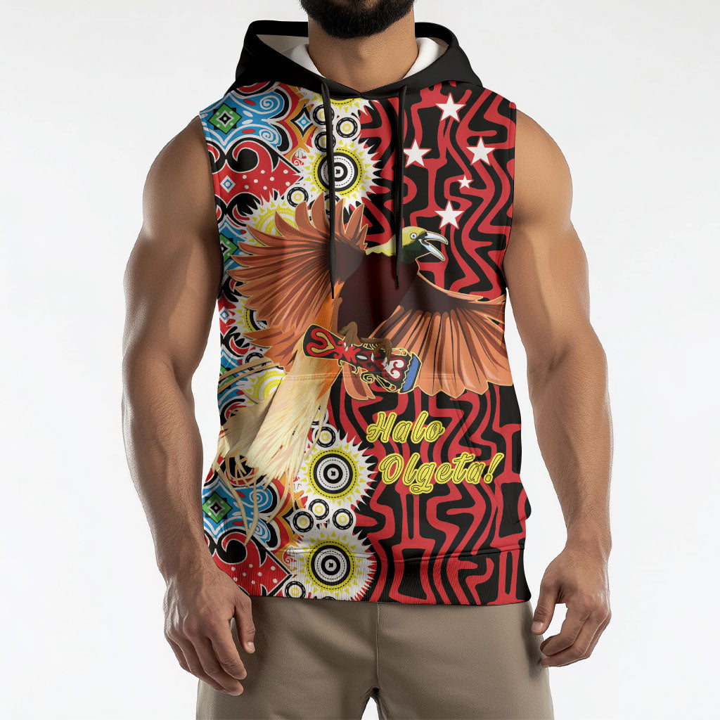 Personalised Papua New Guinea Pidgin Language Week Sleeveless Hoodie Halo Olgeta Tok Pisin Wik Bird Of Paradise Oro Batik LT22 - Polynesian Pride
