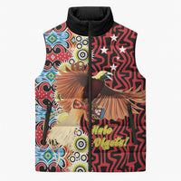 Personalised Papua New Guinea Pidgin Language Week Sleeveless Puffer Jacket Halo Olgeta Tok Pisin Wik Bird Of Paradise Oro Batik LT22 Unisex Red - Polynesian Pride