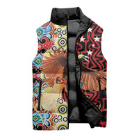 Personalised Papua New Guinea Pidgin Language Week Sleeveless Puffer Jacket Halo Olgeta Tok Pisin Wik Bird Of Paradise Oro Batik LT22 - Polynesian Pride