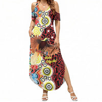 Personalised Papua New Guinea Pidgin Language Week Summer Maxi Dress Halo Olgeta Tok Pisin Wik Bird Of Paradise Oro Batik LT22 Women Red - Polynesian Pride