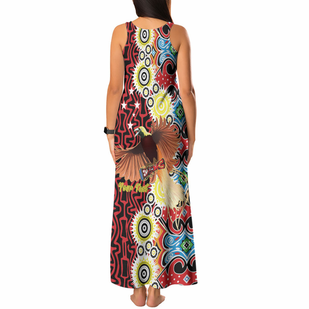Personalised Papua New Guinea Pidgin Language Week Tank Maxi Dress Halo Olgeta Tok Pisin Wik Bird Of Paradise Oro Batik LT22 - Polynesian Pride