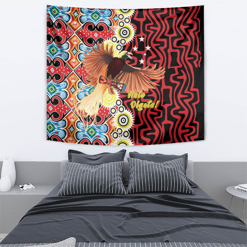 Papua New Guinea Pidgin Language Week Tapestry Halo Olgeta Tok Pisin Wik Bird Of Paradise Oro Batik LT22 - Polynesian Pride