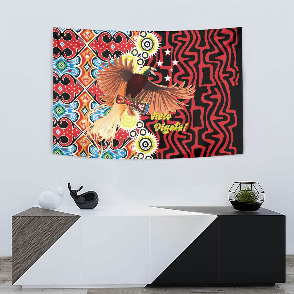 Papua New Guinea Pidgin Language Week Tapestry Halo Olgeta Tok Pisin Wik Bird Of Paradise Oro Batik LT22 - Polynesian Pride