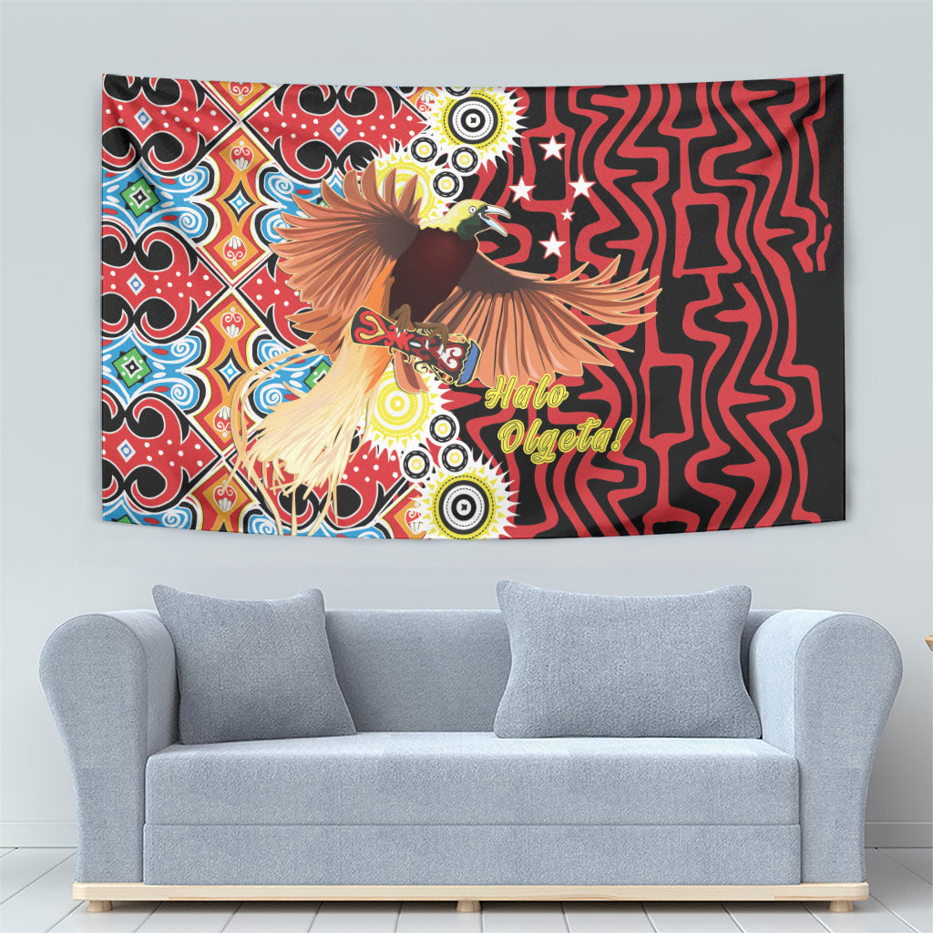 Papua New Guinea Pidgin Language Week Tapestry Halo Olgeta Tok Pisin Wik Bird Of Paradise Oro Batik LT22 - Polynesian Pride